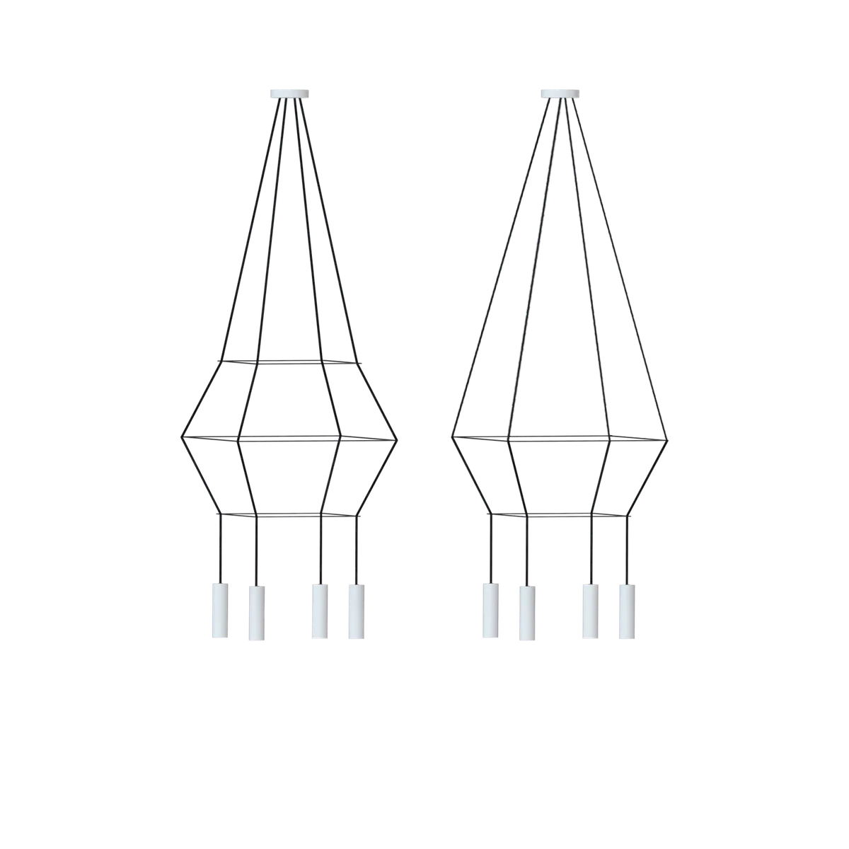Rose Pendant Chandelier cuadrada 16 cm blanco mate