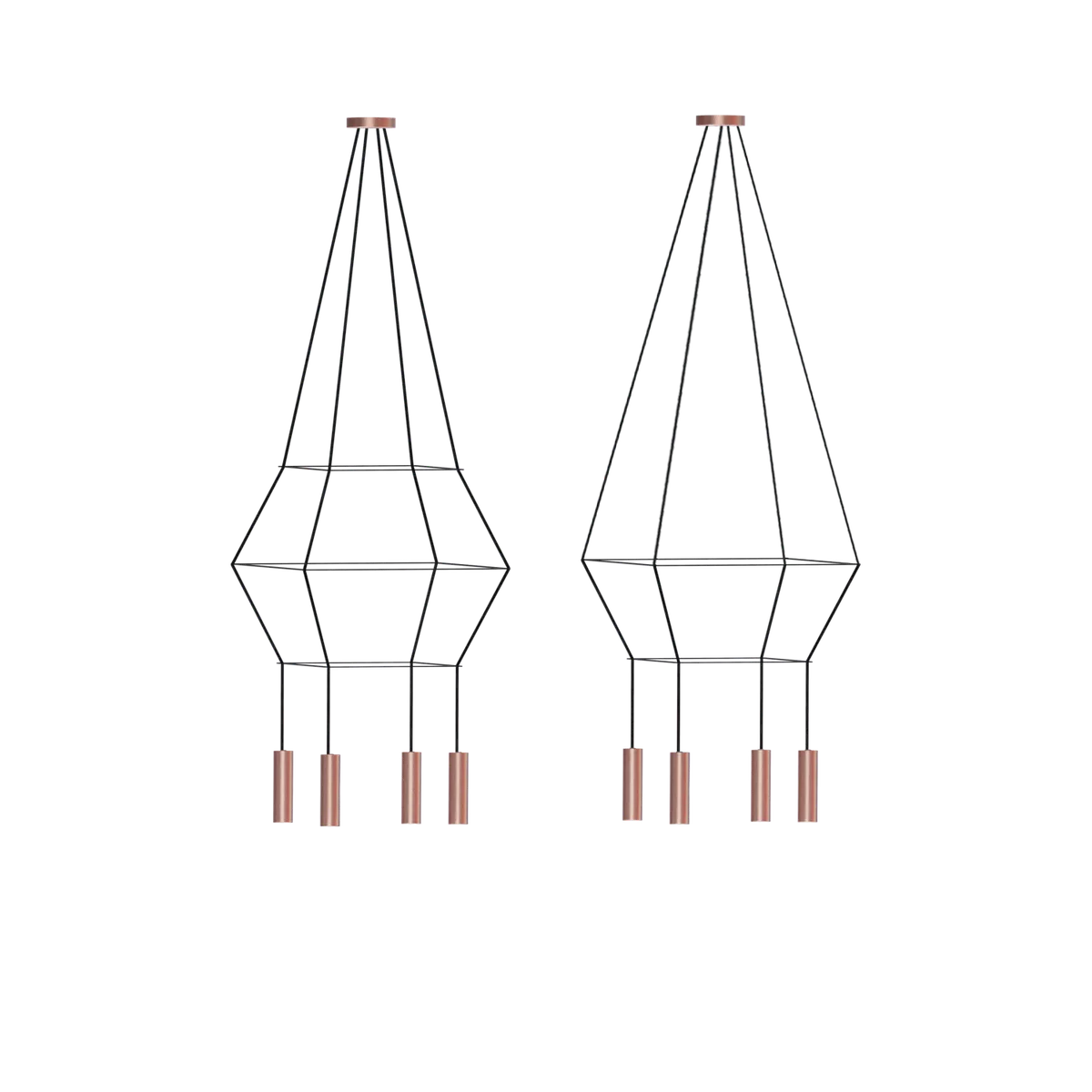 Rose Pendant Chandelier cuadrada 16 cm cobre
