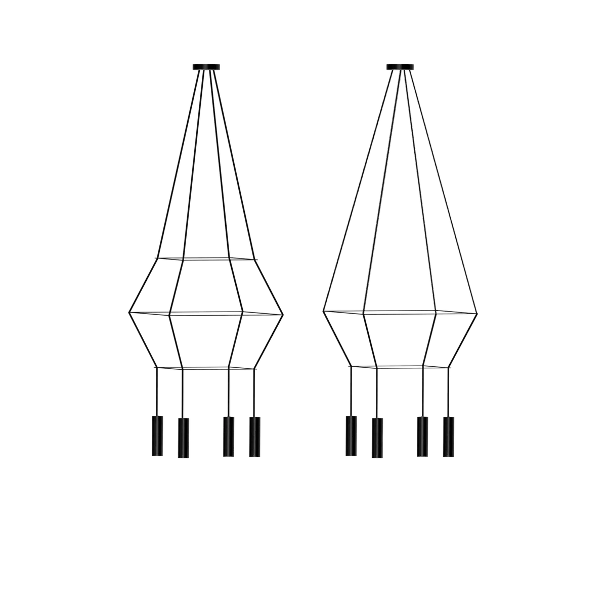Rose Pendant Chandelier cuadrada 16 cm negro mate