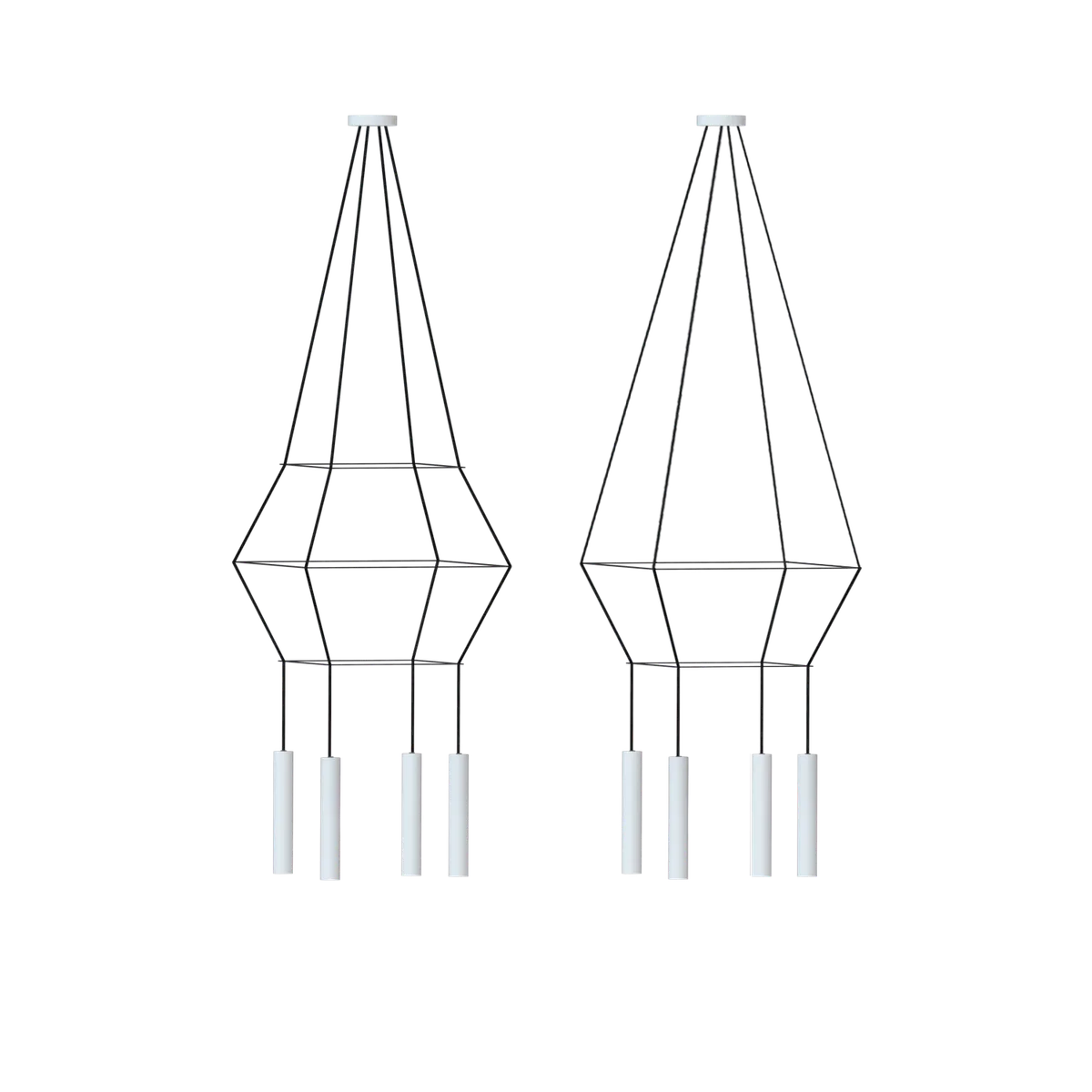 Rose Pendant Chandelier cuadrada 25 cm blanco mate