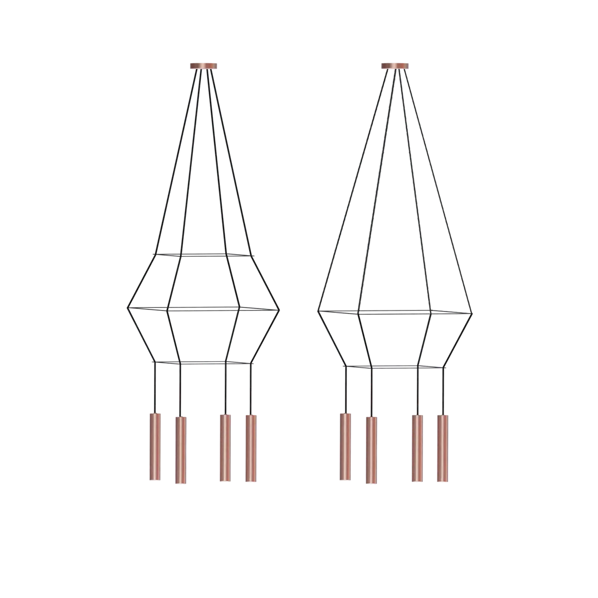 Rose Pendant Chandelier cuadrada 25 cm cobre